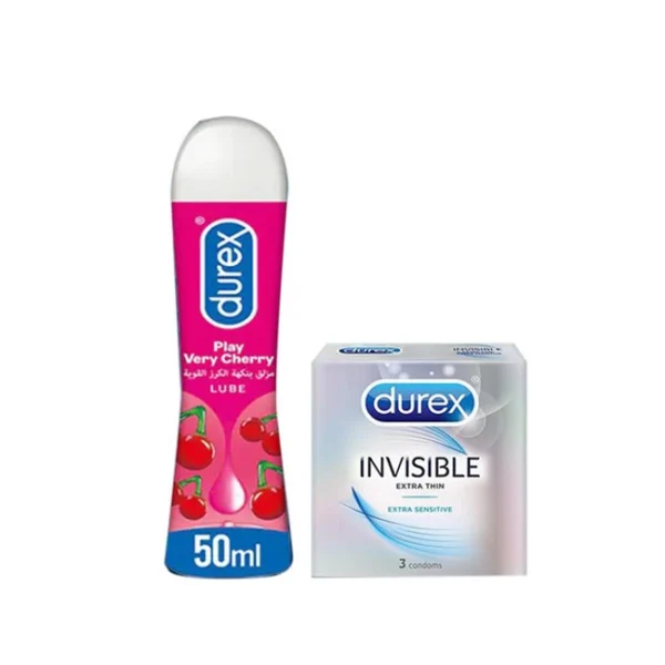 Durex Couple Pack – Invisible Condoms (3S) & Cherry Lube Gel in Pakistan