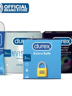 Durex Pleasure Pack: Invisible, Extended & Extra Safe Condoms + Tingle Lube in Pakistan
