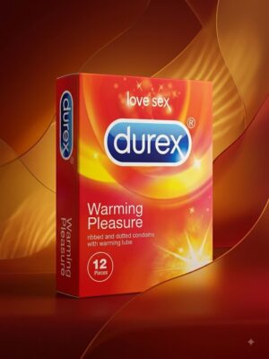 Durex Warming Pleasure Condoms – 12 Pack | Dotted, Ribbed & Warming Lube