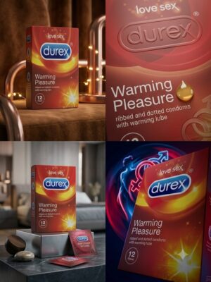 Durex Warming Pleasure Condoms – Dotted & Ribbed with Warming Lubricant (Pack of 12)