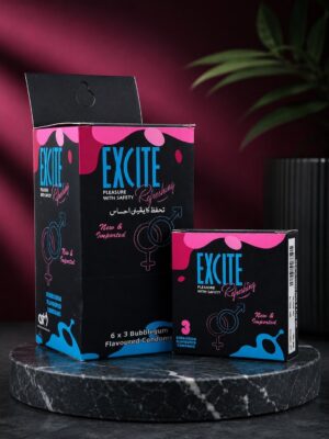 Excite Bubblegum Flavored Condoms – Scented, Lubricated | 18 Pack (6 x 3)