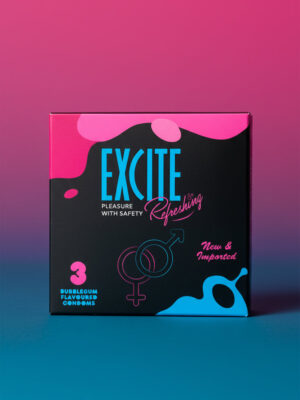 Excite Condoms -  3 Bubblegum Flavor Condoms