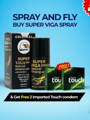 Hot Deal - Viga Ginseng Delay Spray - Get 2 FREE Touch Dotted Condom Packs